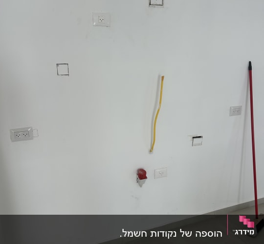 קיר עם שקעים וכלי עבודה חשמליים